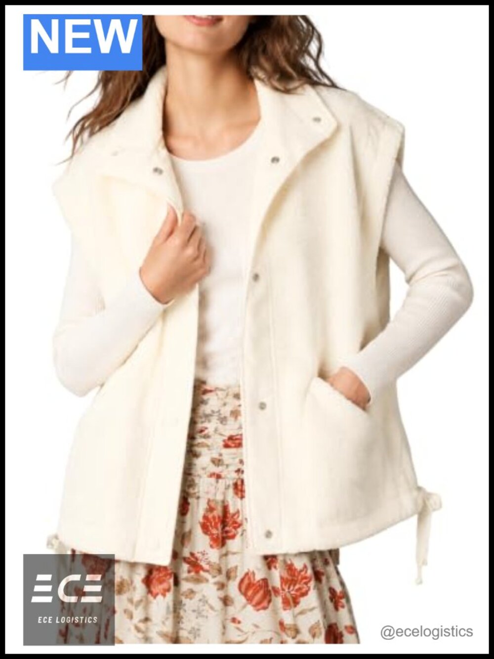 Oversized Sherpa Fleece Vest Fuzzy Sleeveless Gilet with Pockets
